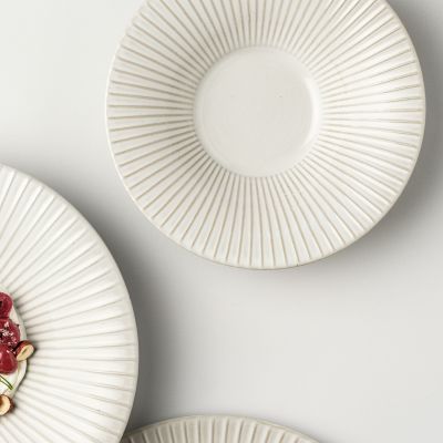 Diep bord 20,5/8,5xH5cm gestreept white Brass