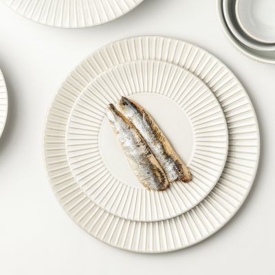 Assiette plate 27,5cm rayé white Brass