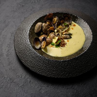 Assiette creuse 25,5x17cm textured moss Cone