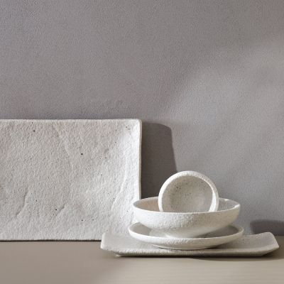 Plat à servir 31x21xH3cm chalk white Calca