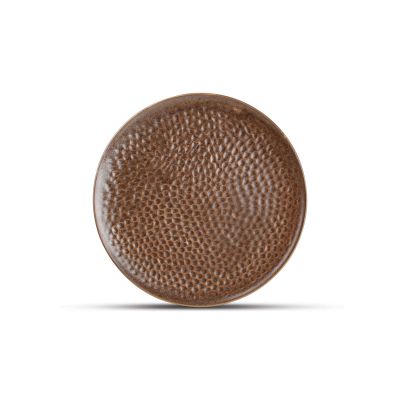 Plat bord 15,5cm gehamerd copper Brass