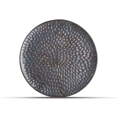 Plat bord 20cm gehamerd silver Brass