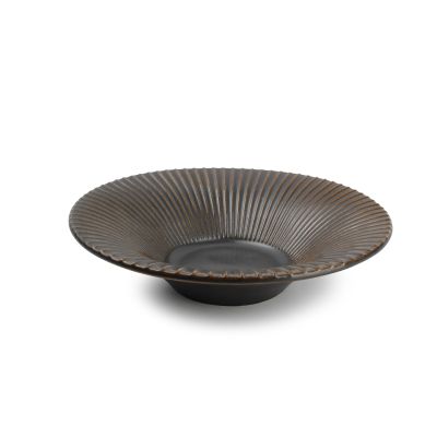 Diep bord 20,5xH5cm gestreept silver Brass